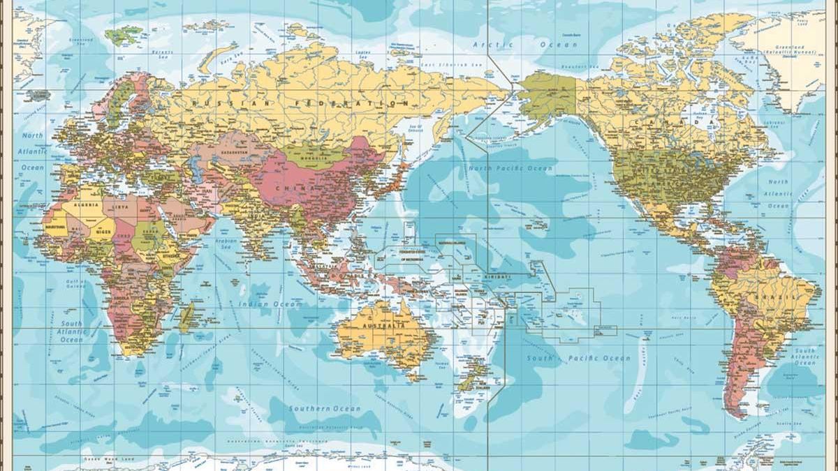 Mapa con el Indopacífico en el centro.