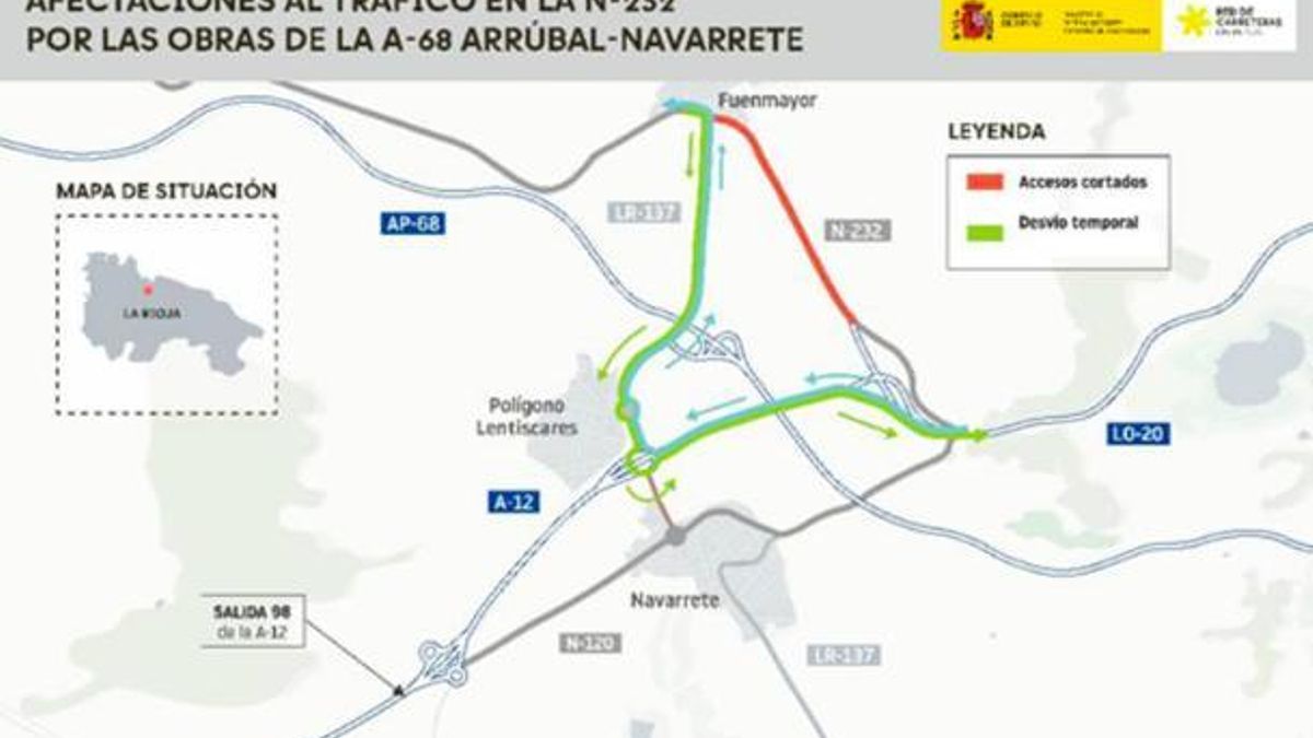Los trabajos en la AP-68 entre Arrúbal y Navarrete provocarán desvíos del 27 al 30 de octubre