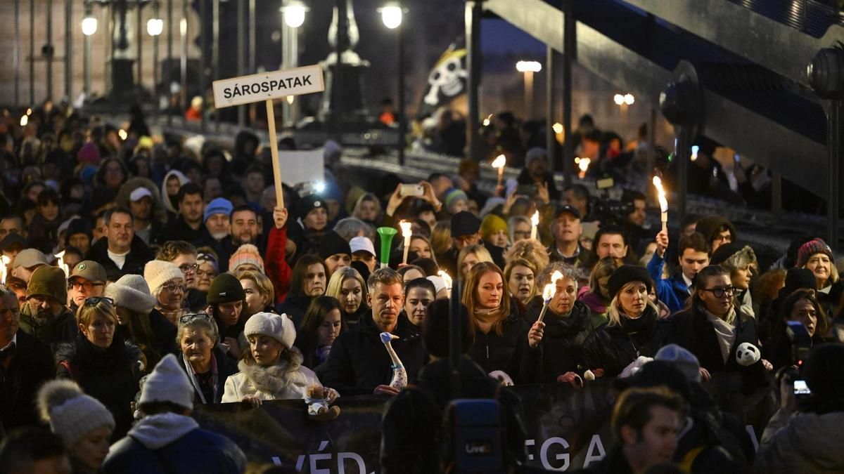 Protestas en Budapest el 13 de diciembre de 2025