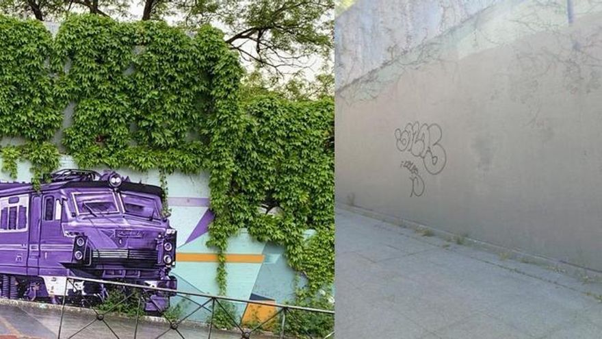 El Ayuntamiento de Madrid borra un mural artístico que recordaba el pasado ferroviario de Arganzuela