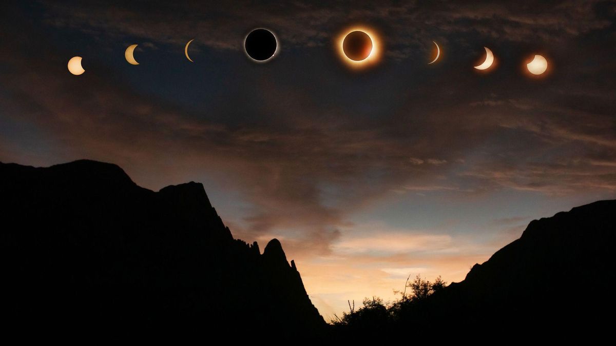 Fases de un eclipse total de sol.