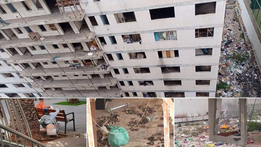 La decadencia del edificio Iders: 31 años de abandono, violencia y basuras en pleno corazón turístico de Tenerife