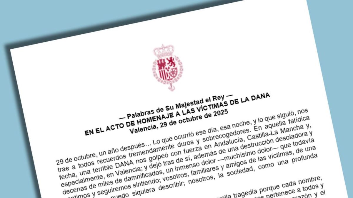 Texto íntegro del discurso del rey en el Funeral de Estado por la dana: "Que algo así no vuelva a ocurrir"