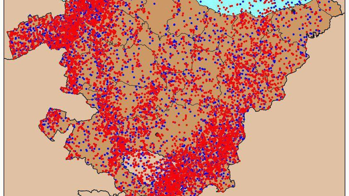 Gráfico con los rayos que han caído en Euskadi en el último episodio de tormentas