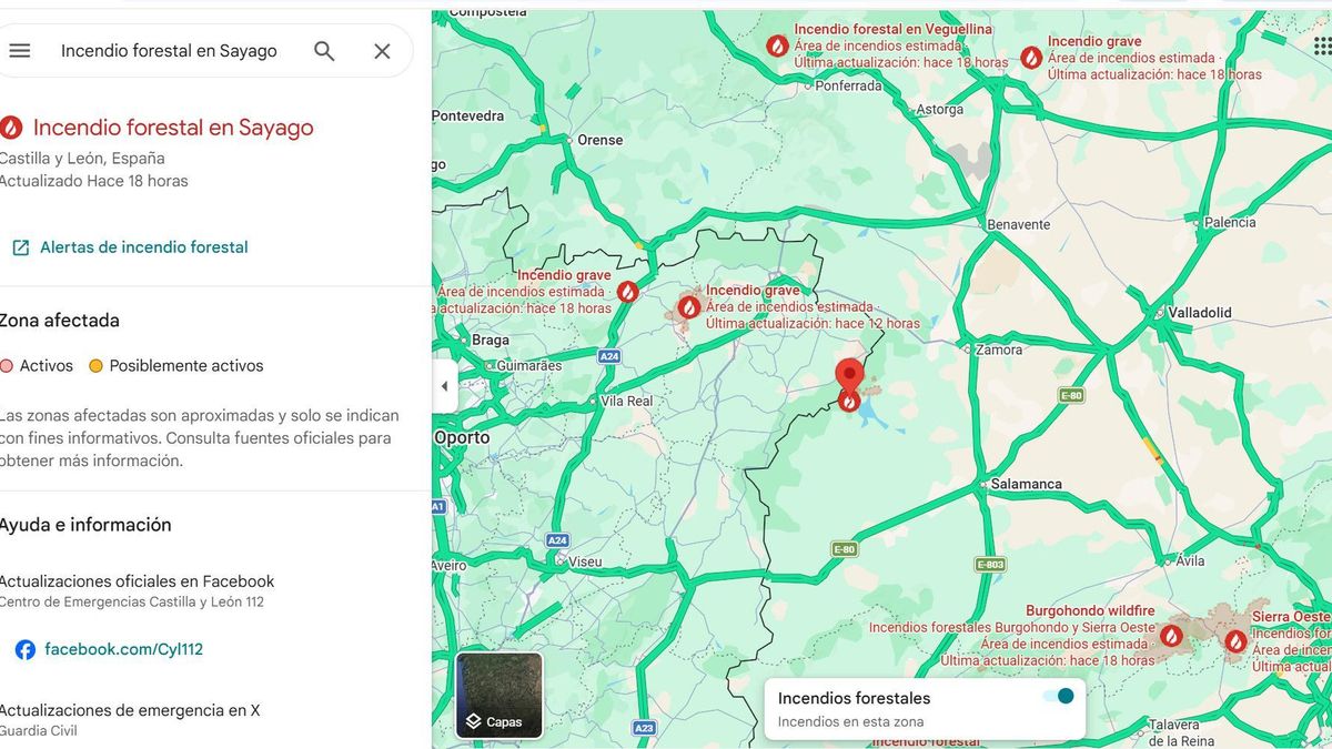Incidencias y carreteras cortadas por incendios forestales: cómo tener la información en Google Maps y otras apps