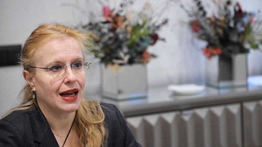 La presidenta de Abogados Cristianos, Polonia Castellanos, durante una rueda de prensa,