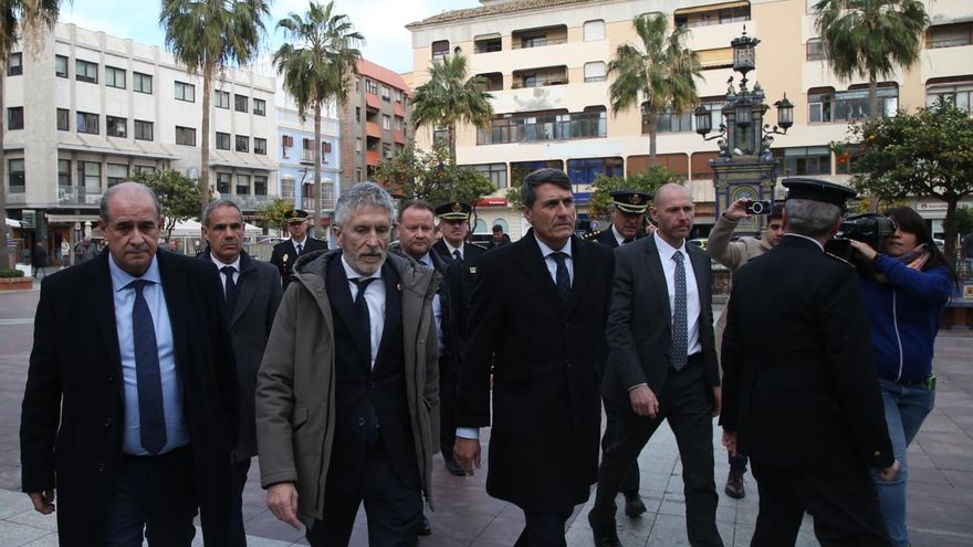 Marlaska en Algeciras este jueves tras el ataque a dos iglesias.