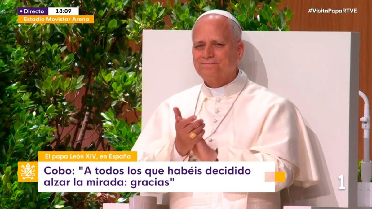 La misa del Papa León XIV en Madrid (21.2%) barre en La 1 de RTVE, que alza sus audiencias con sus especiales