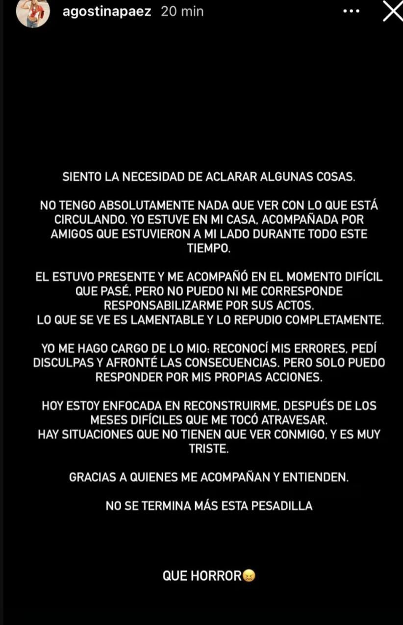 El posteo de Agostina