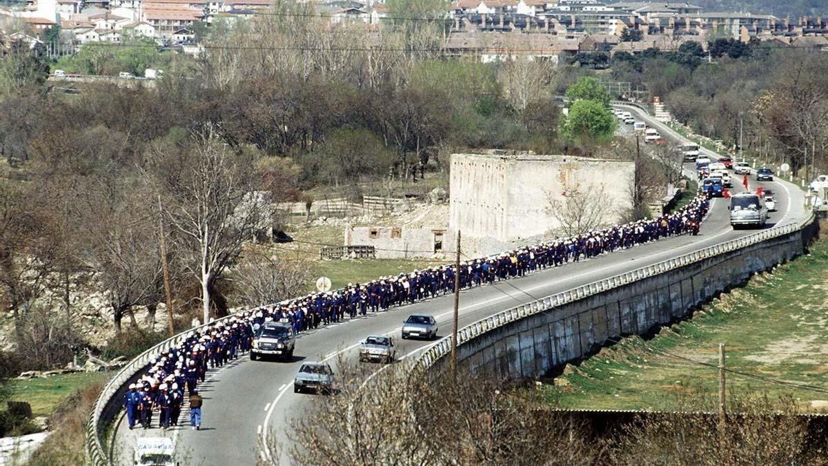 Marcha Negra de 1992 llegando a Madrid. 