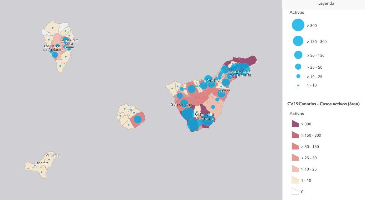 Casos activos en las islas occidentales, este lunes, 26 de julio