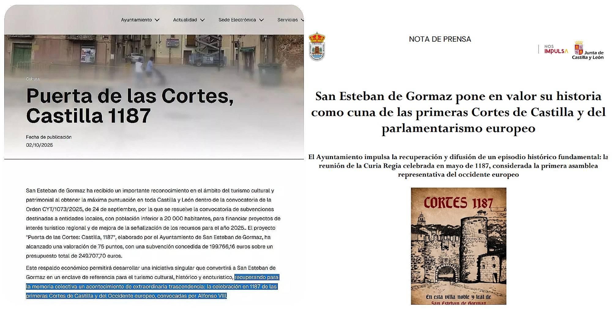 Discurso del Ayuntamiento de San Esteban de Gormaz como 'Cuna del Parlamentarismo'