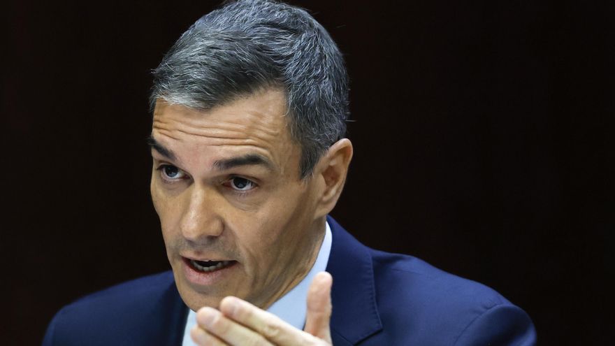 Pedro Sánchez durante su comparecencia ante la comisión de investigación del caso Koldo, este jueves en el Senado.