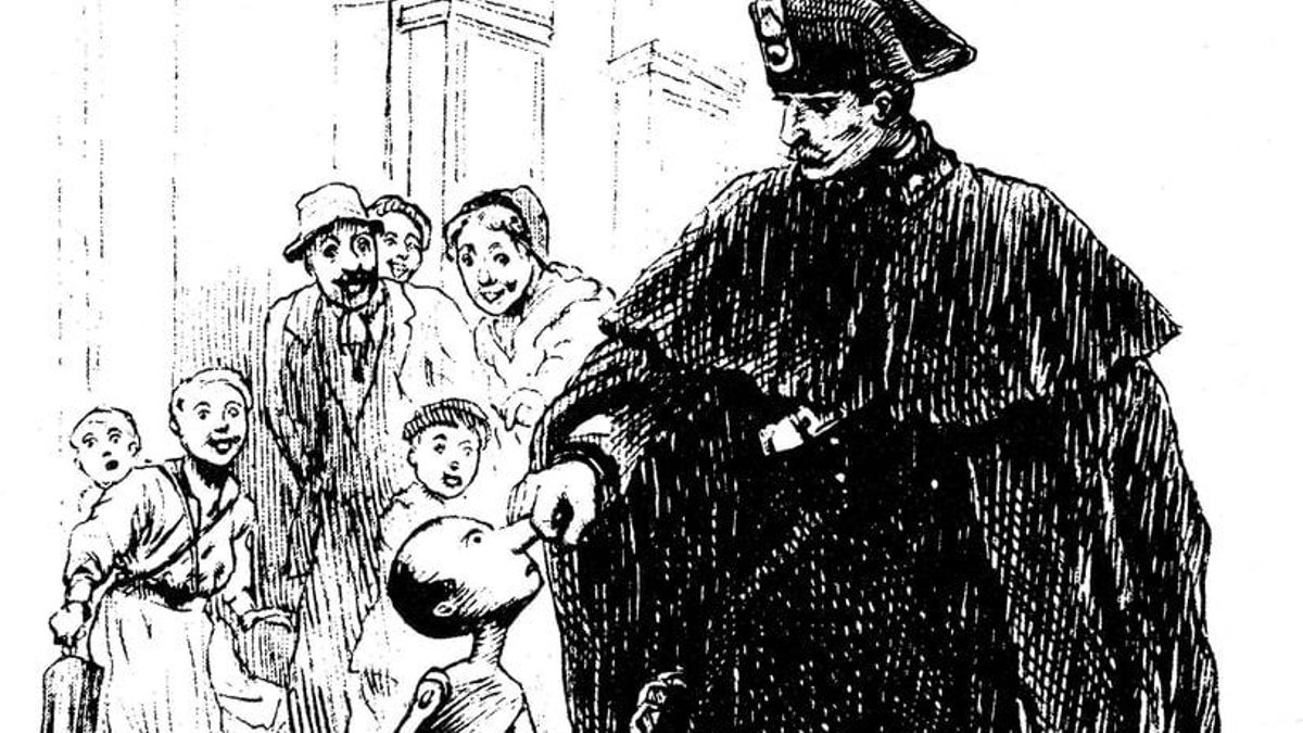 El Pinocho dibujado por su primer ilustrador, Carlo Chiostri, en 1901