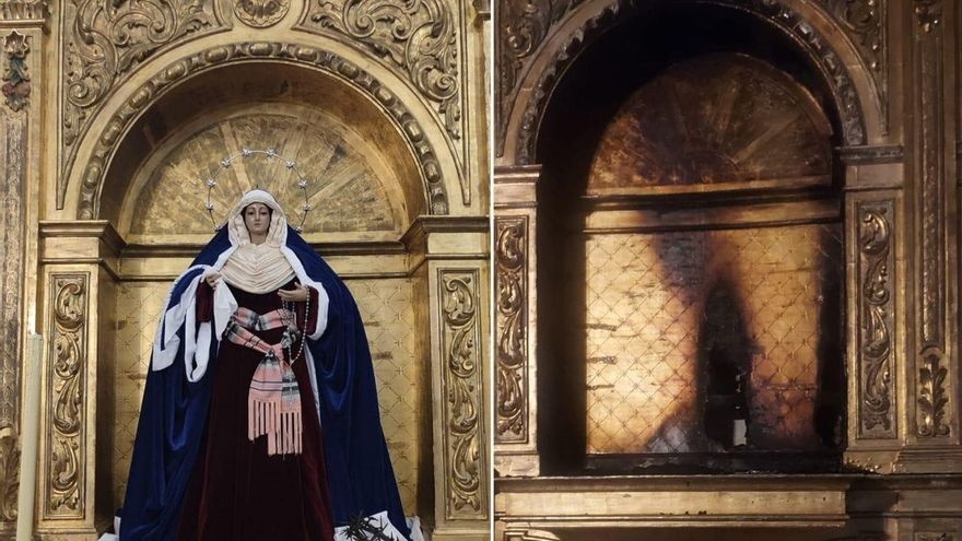 Incendio en Almadén de la Plata: daños en el retablo y la imagen de la Virgen de Gracia