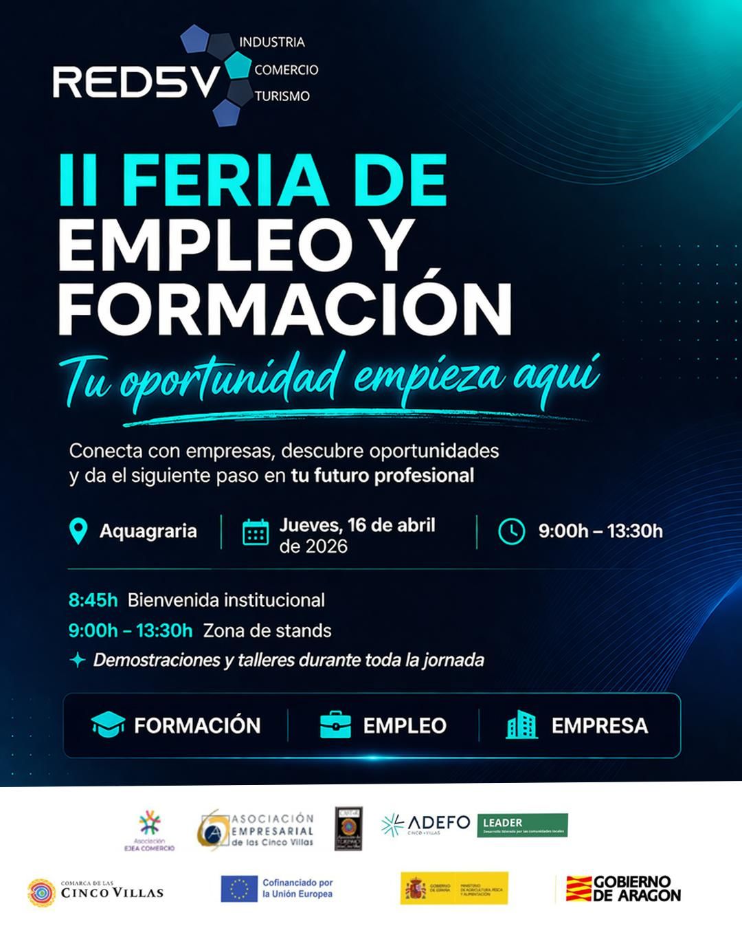 Cartel de la feria de empleo de las Cinco Villas