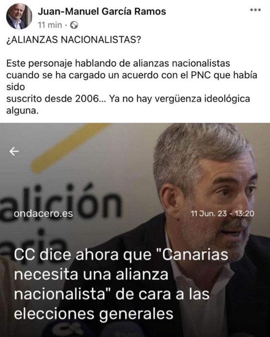Reacción de Juan Manuel García Ramos en su cuenta de Facebook