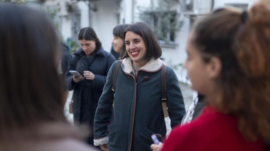 Irene Montero, a su llegada a un acto en Madrid.
