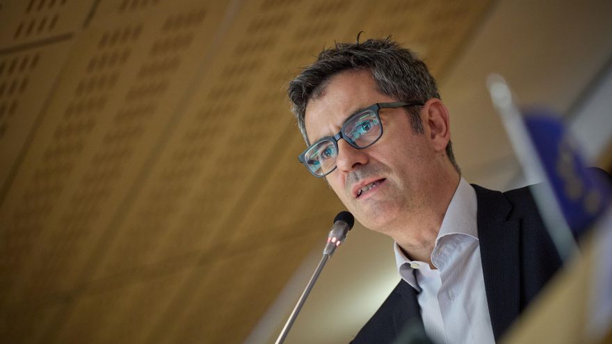 El ministro de la Presidencia, Relaciones con las Cortes y Memoria Democrática, Félix Bolaños, participa en el acto ‘Making human rights visible!’ de la edición 2023 de Madrid Summit, en la oficina en España del Parlamento Europeo, a 29 de junio de 2023,