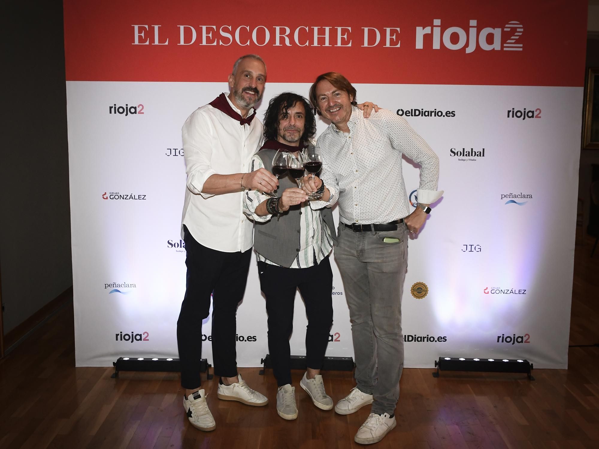 Íñigo Peciña, gerente de Solabal; José Manuel Trapero, comercial de Rioja2 y Santi Vivanco, de Bodegas Vivanco