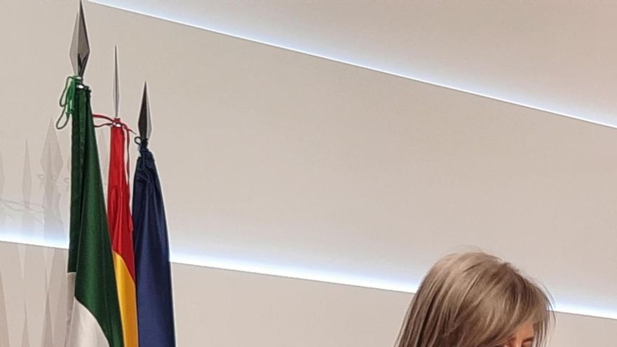 La portavoz de la Junta de Extremadura, Victoria Bazaga, en rueda de prensa tras el Consejo de Gobierno autonómico