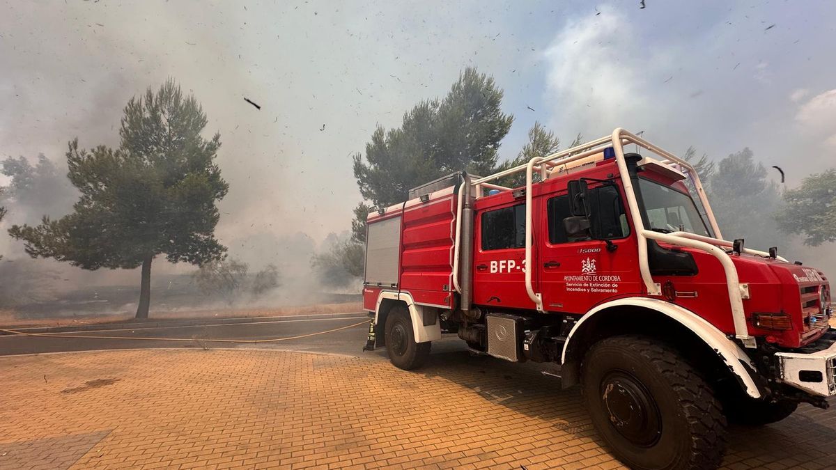 Los bomberos, en la zona del incendio.