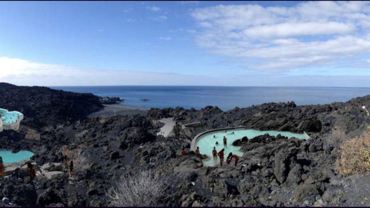 Recreación del balneario de Fuente Santa, en el sur de La Palma