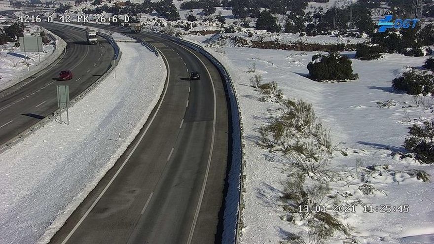 Imagen de la A-42 en la provincia de Toledo a las 11.25 de este miércoles