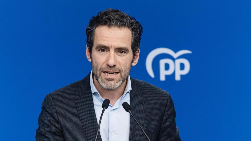 El portavoz del PP, Borja Sémper, durante una rueda de prensa posterior a la reunión del Comité de Dirección del Partido Popular, en la sede nacional del PP de Génova, a 26 de febrero de 2024, en Madrid (España).