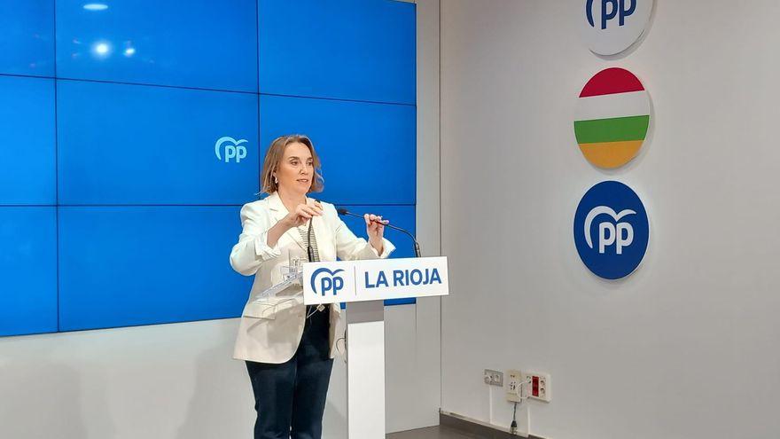 La secretaria general del PP, Cuca Gamarra, en Logroño