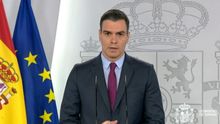 El presidente del Gobierno, Pedro Sánchez, en su comparecencia en la Moncloa este martes.