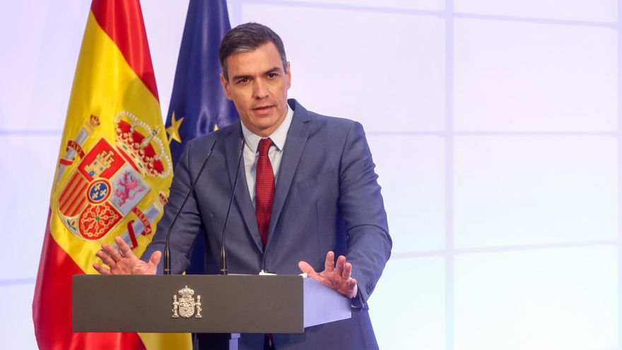 El presidente del Gobierno, Pedro Sánchez, interviene en la presentación en Moncloa del Proyecto Estratégico para la Recuperación y Transformación Económica (PERTE) del sector de la Automoción, a 12 de julio de 2021, en Madrid (España)