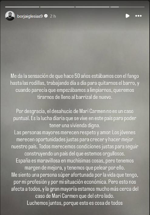Captura de pantalla de la story de Instagram de Borja Iglesias