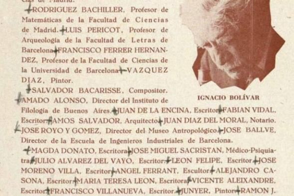 La firma de José Ballvé en el manifiesto de 'Los intelectuales españoles por la victoria total del pueblo'