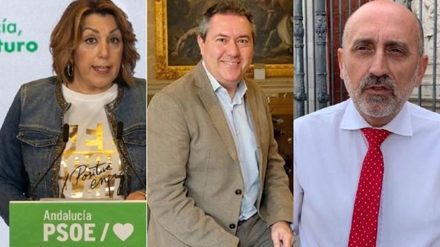 Los tres candidatos a las primarias del PSOEA: Susana Díaz, Juan Espadas y Luis Ángel Hierro