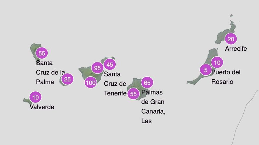 Probabilidad de precipitación en la tarde del jueves 9 de febrero
