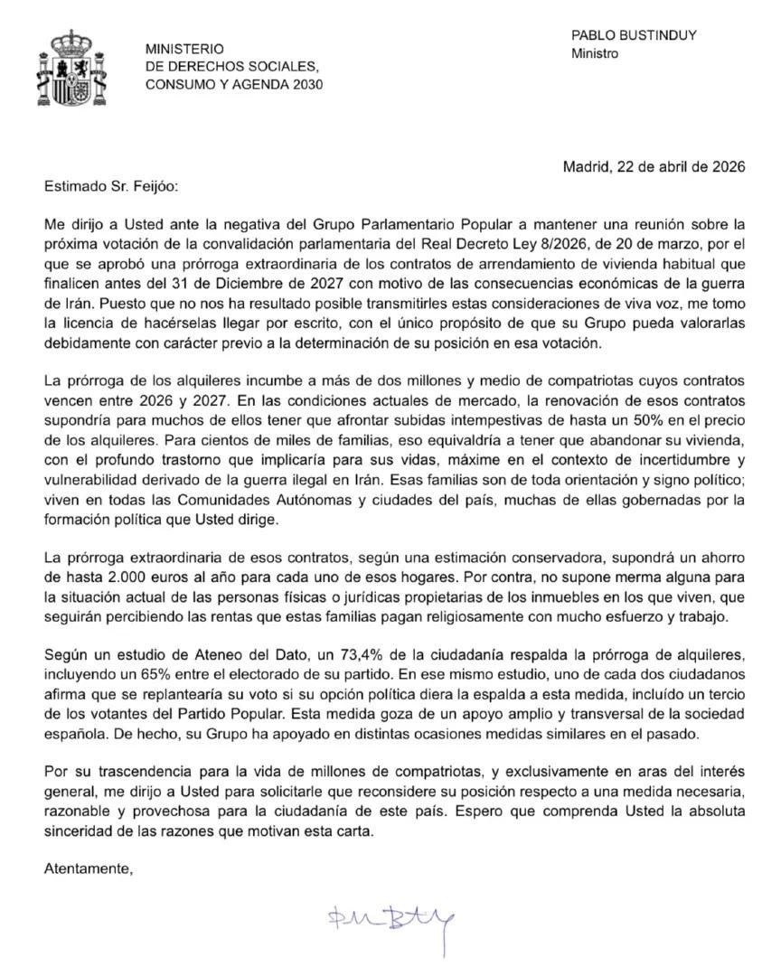 La carta íntegra
