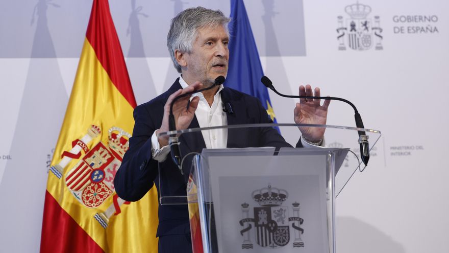 Marlaska durante la rueda de prensa posterior a la reunión con los ministros del Interior de la UE