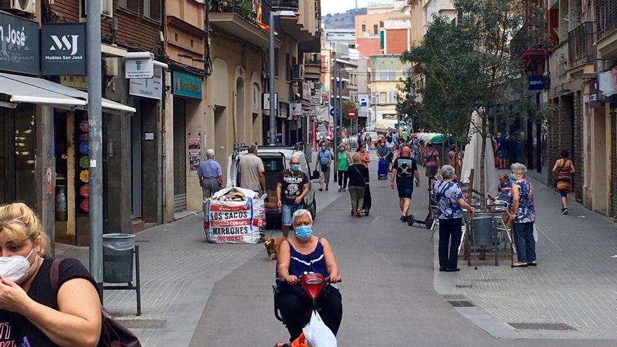 Aspecto de la calle Progrés este miércoles por la mañana.