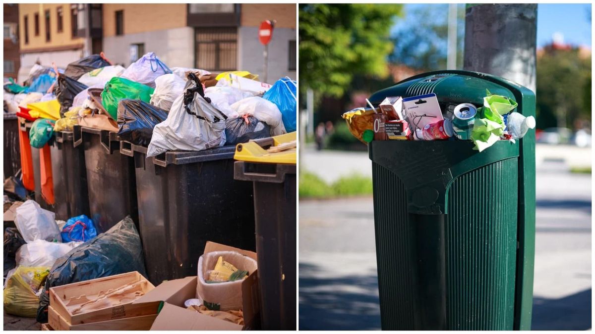 Imágenes originales de basura desbordada utilizadas por el PSOE para su tuit
