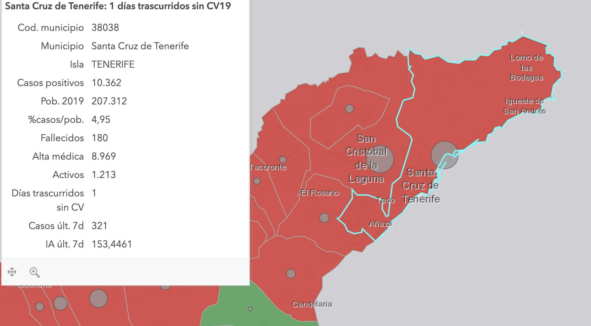 Mapa epidemiológico de Santa Cruz de Tenerife