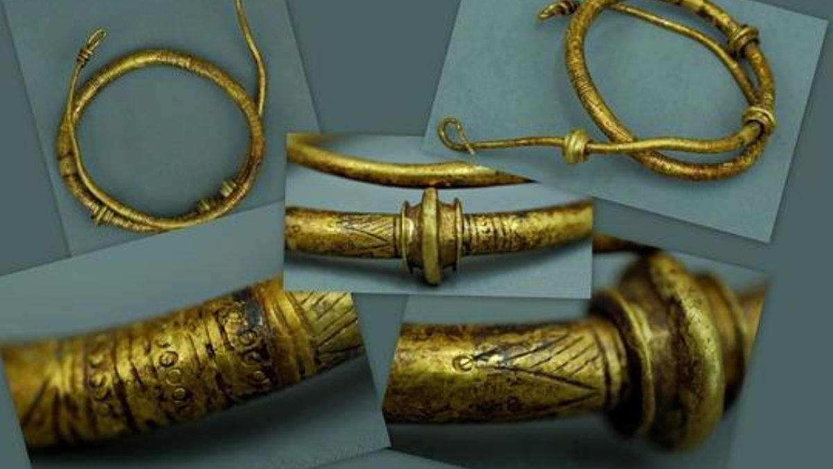 Paseaba con su detector de metales y encontró un tesoro oculto: tres collares de oro de hace 3.000 años