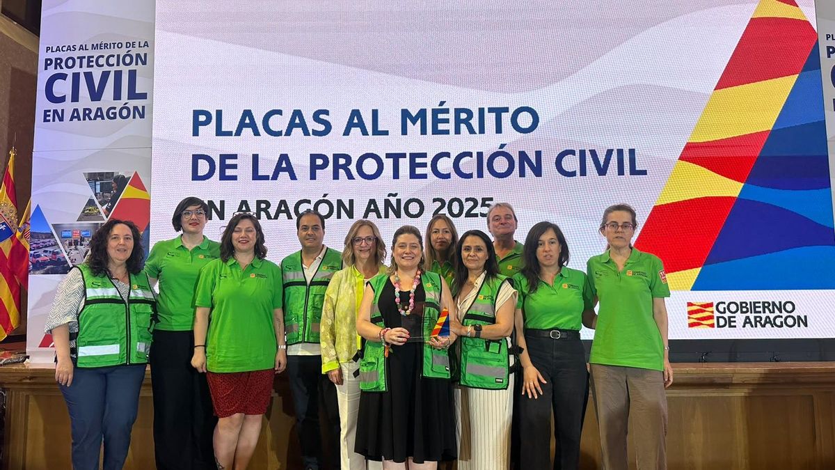 Distinción con las placas al mérito de la protección civil