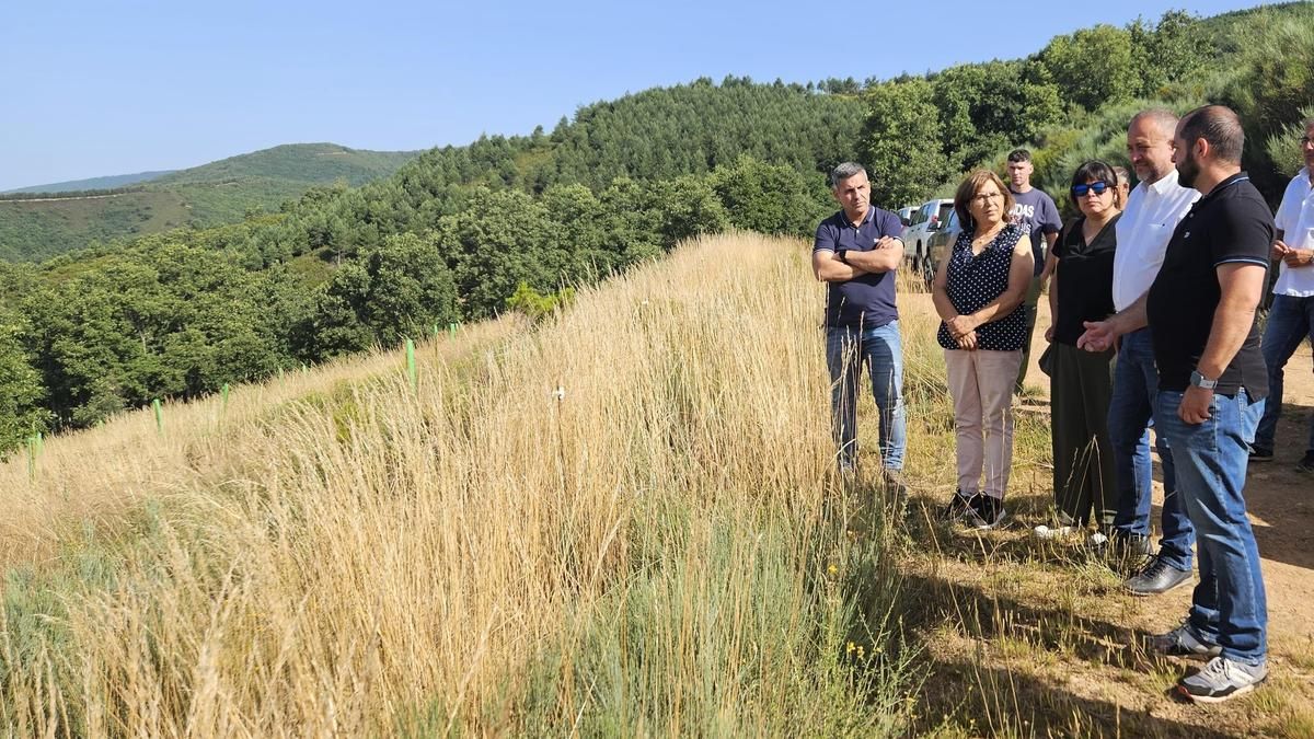 El presidente de la Diputación, Gerardo Álvarez Courel (segundo por la derecha), en una visita a Quintana de Fuseros.