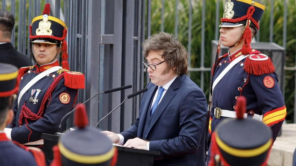 Milei reapareció en el acto por San Martín y dijo que "la libertad se enfrenta a enemigos internos y externos"