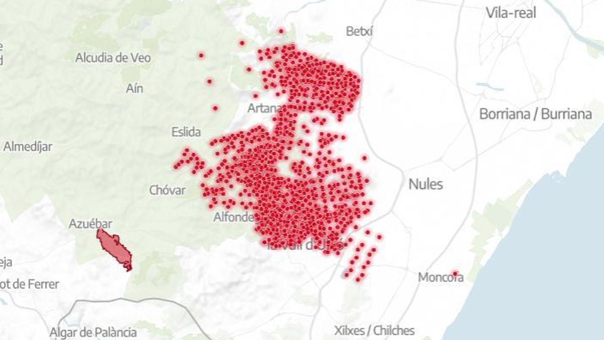 MAPA | El incendio de la Vall d'Uixó amenaza al parque natural de la Serra d'Espadà, en el interior de Castelló