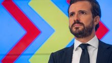 Pablo Casado, durante su rueda de prensa de este lunes.