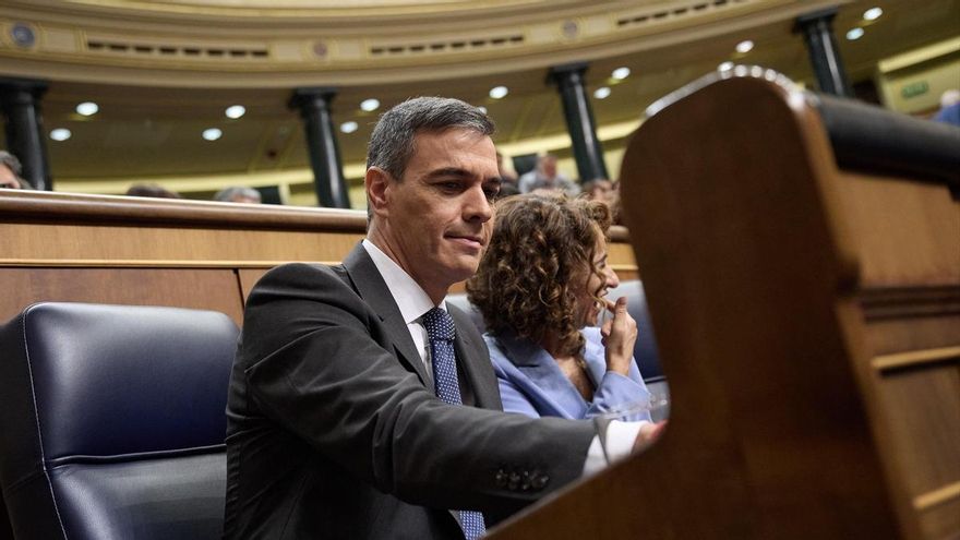 El presidente del Gobierno, Pedro Sánchez, durante la sesión de control al Gobierno este miércoles