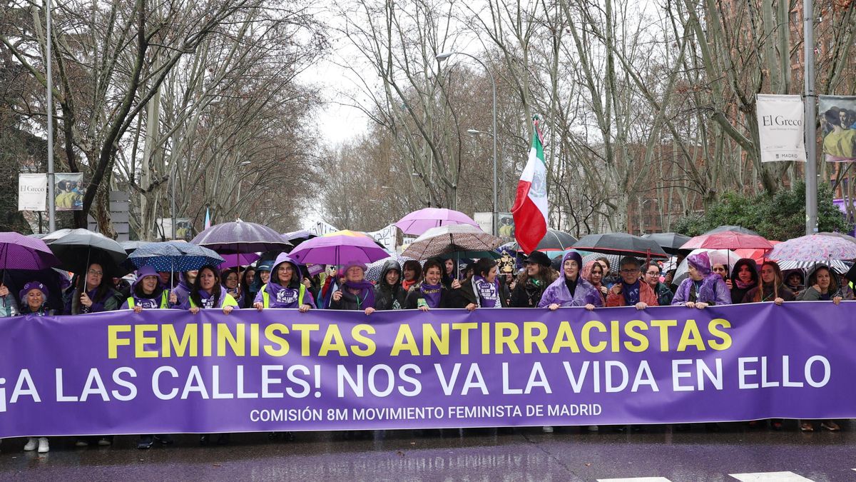 Cabecera de la manifestación del 8M en Madrid de 2025.