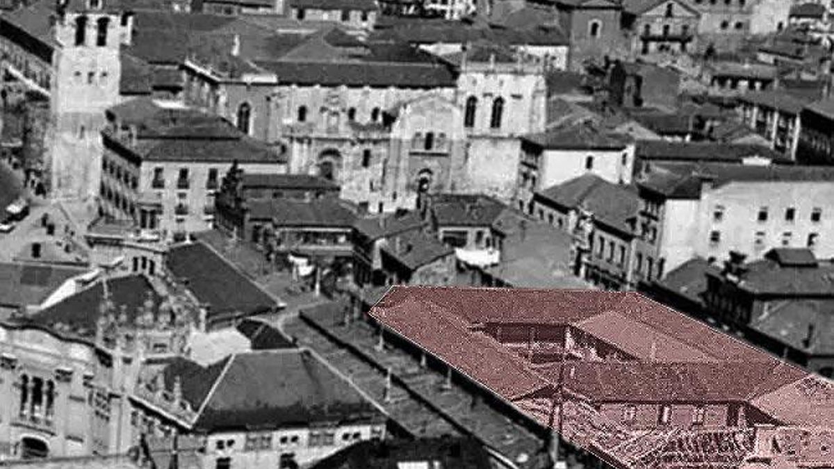 Situación desde la Torre de San Marcelo del Cuartel del Cid en León. antes de su derribo